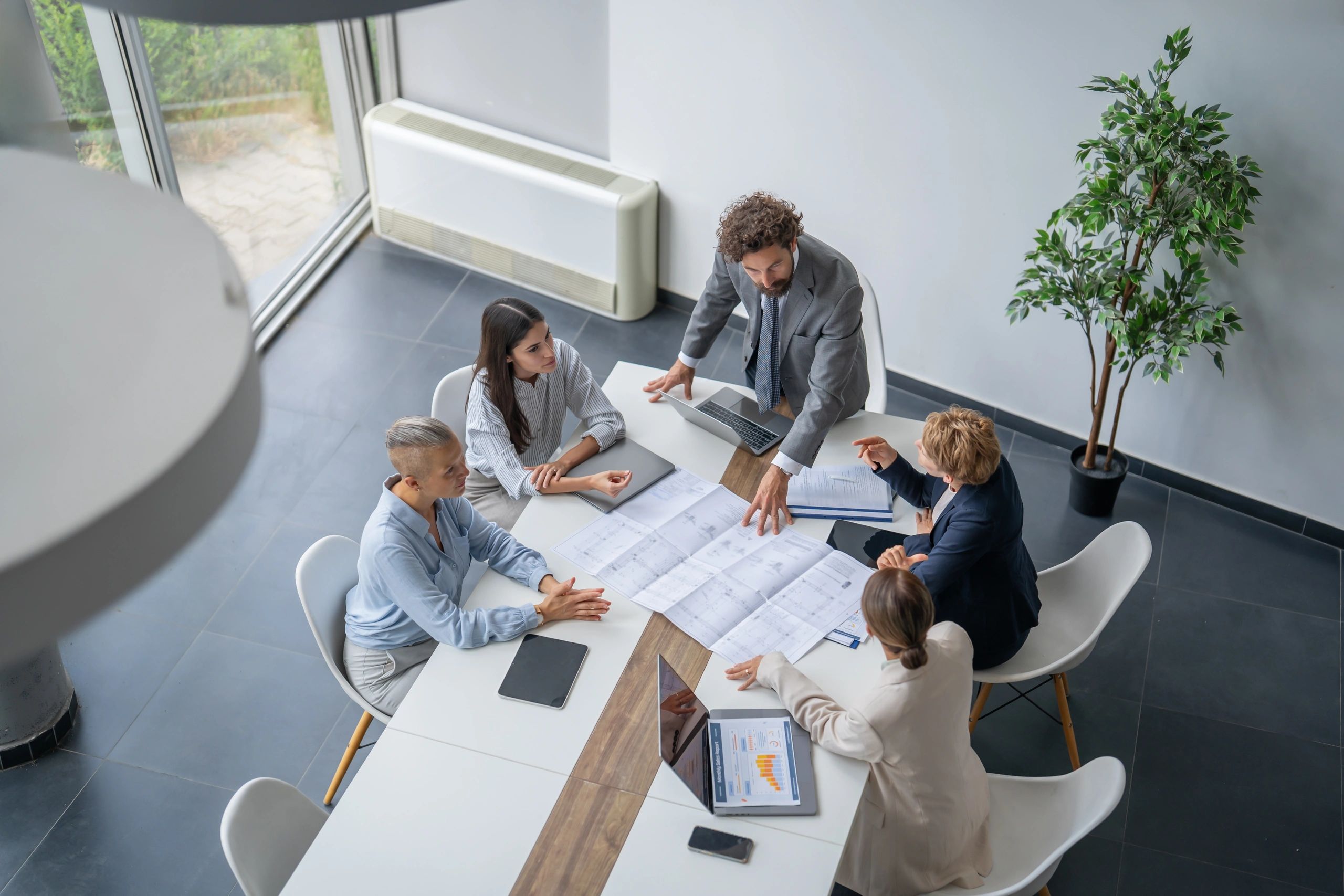 Product team reviewing plans together